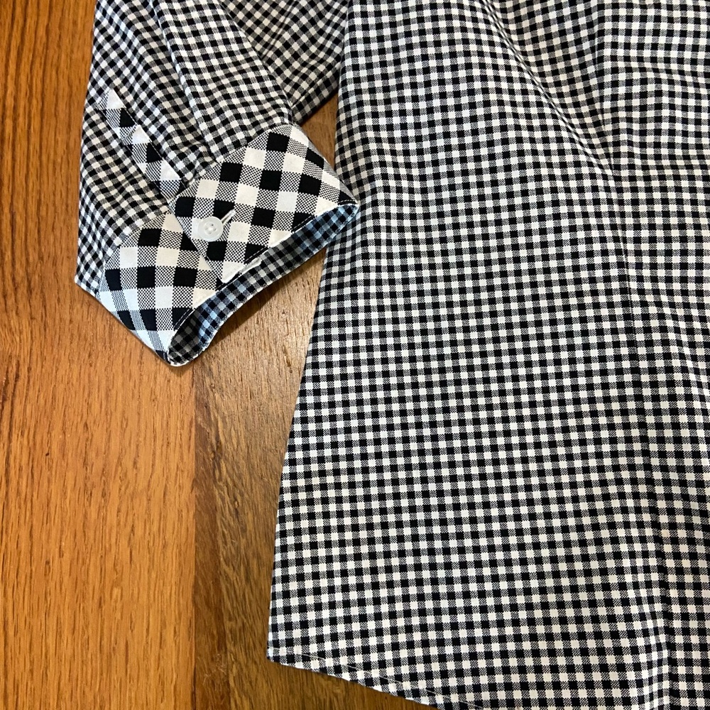 Chico’s Wrinkle Resistant 100% Cotton Fun Black and White Checked Top, Sz Medium - Picture 4 of 11
